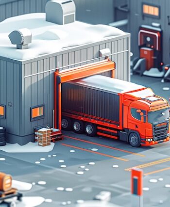 Lager med lastbilstransport