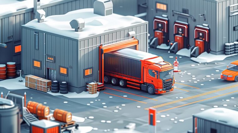 Lager med lastbilstransport