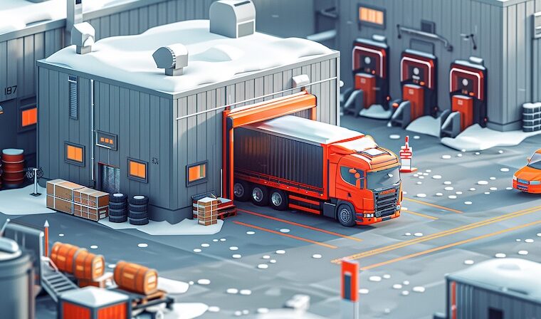 Lager med lastbilstransport